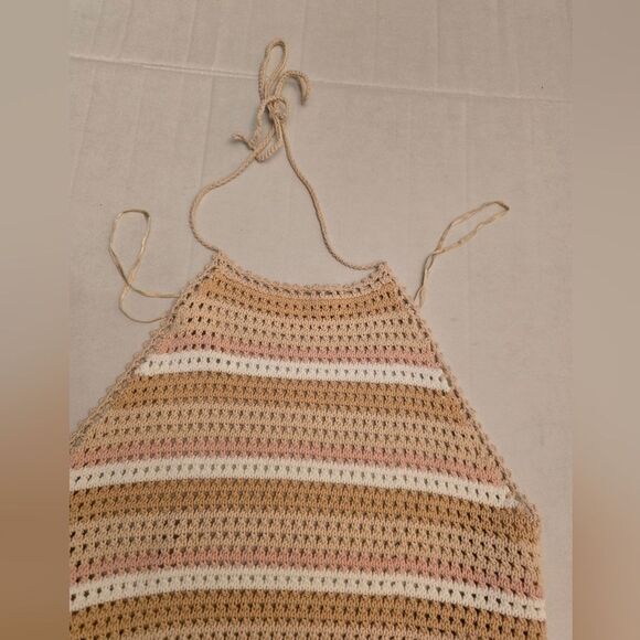 Roxy Daydreamer Cropped Crochet Halter Top Size Large Multicolor - Picture 8 of 12